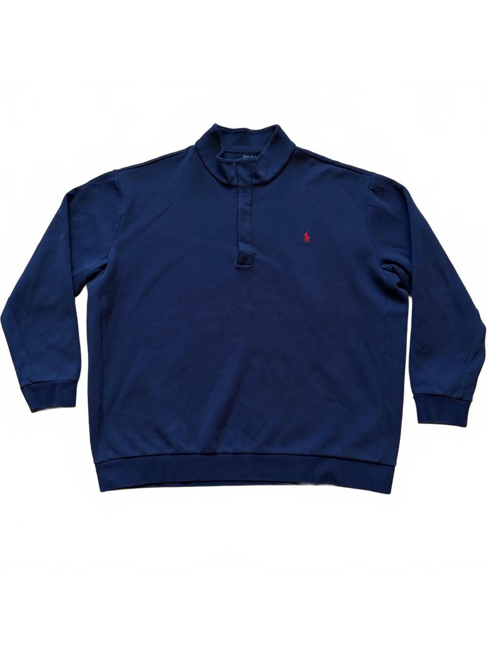 Polo Ralph Lauren Mock Neck 1/4 Snap Button Pullover Sweatshirt Navy Men's 3XLT
